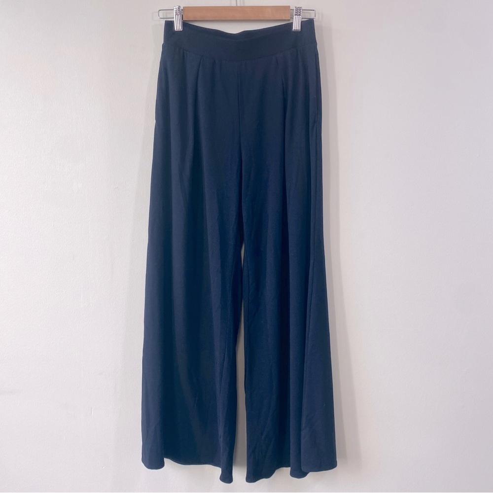 Uniqlo Women's Navy Blue Wide Leg Elastic Waist Jersey Knit Pants